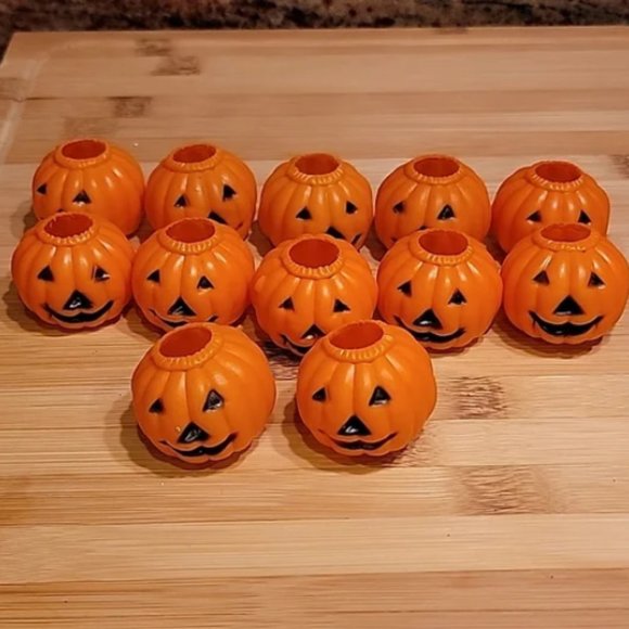 Vintage Halloween string Light Bulb Covers Jack o Lantern Orange Pumpkin - Picture 3 of 4